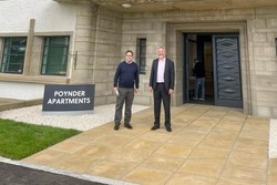 Craig Hoy MSP outside of Poynder Apartments in Kelso with Nile Istephan (Chief Executive of Eildon)