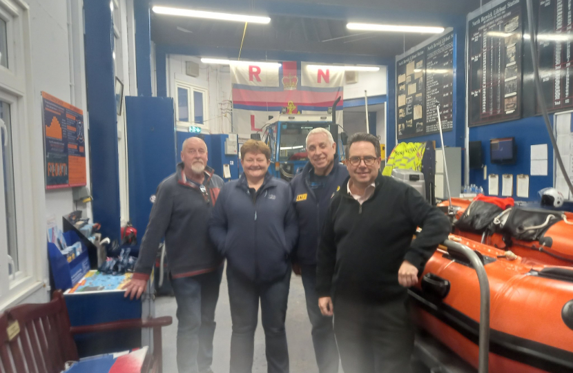 (left-to-right) Ricky Martin; Rhona Meikle; Craig Hoy; and Duncan Barbour at North Berwick's RNLI Lifeboat Station