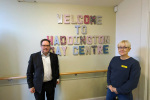 Craig hoy MSP at the welcoming sign of Day Centre